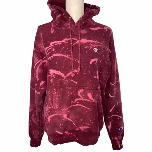 Champion Tops - Champaign Vintage Bleached Maroon Hoodie